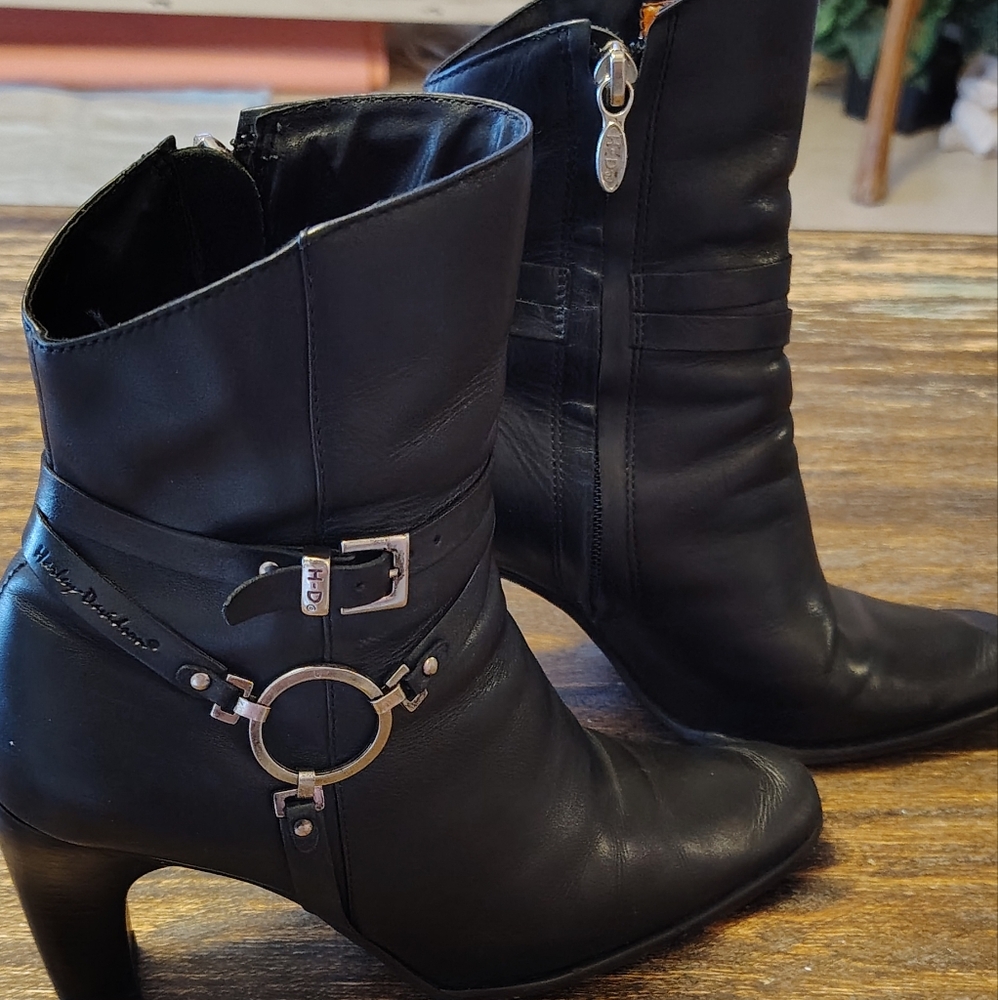 Harley Davidson Black Leather Moto Ankle Boots Sons Of Anarchy Biker Size 6.5 - Picture 12 of 12